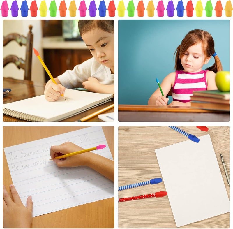 Fyess 800PCS Caps Pencil Erasers Chisel Shape Pencil Eraser Arrowhead Caps Erasers Latex Free Pencil Pencil Eraser Toppers Assorted Colors for Favors Games Prizes Pencil Top Erasers Home School Office - Image 5